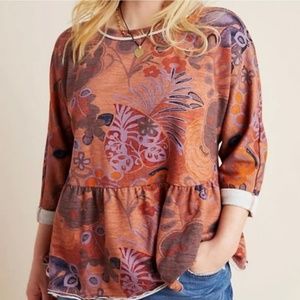 ANTHROPOLOGIE NWT $78 Saturday Sunday Colleen Terry Babydoll Top Size M
